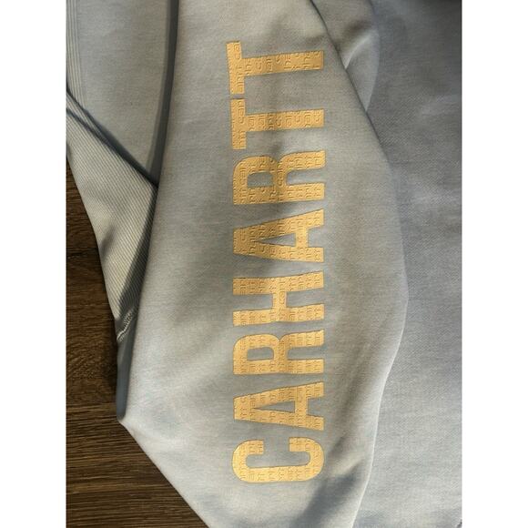 Carhartt Women’s Midweight Crewneck Logo Sleeve Sweatshirt Sz 3X Pullover Blue - Picture 4 of 7
